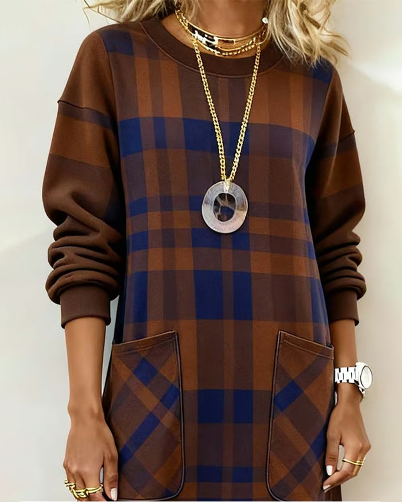 Quelivanne - Robe Chemise à Carreaux avec Poche