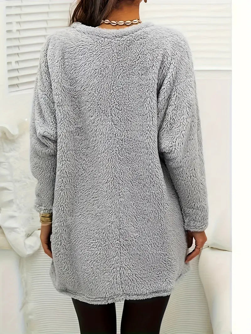 Patrice - Colorful Heart Fleece Sweatshirt with Pockets