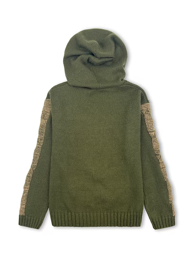Helmira - Knitted Hooded Sweater with Braided Pattern