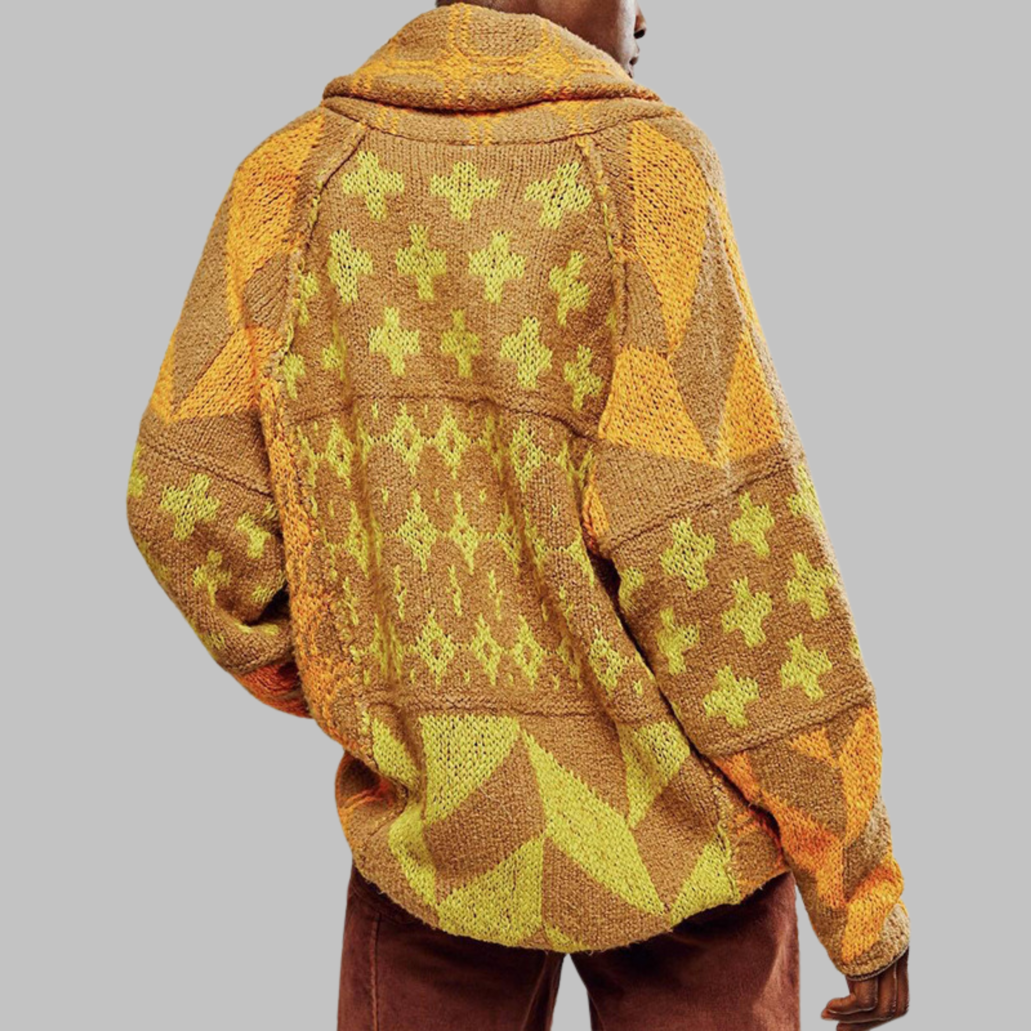 Quenalya - Cardigan Oversize à Col Boutonné Vintage