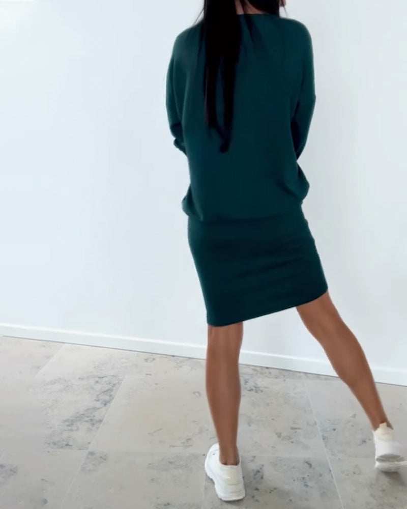 Jovirae - Robe Droite Décontractée à Manches Longues