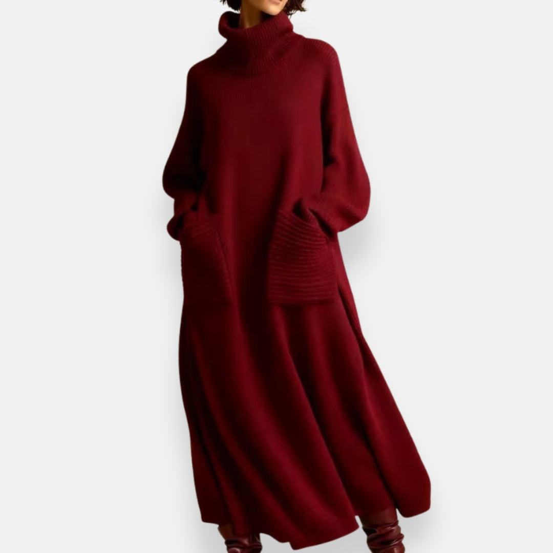 Alyndra - Long Knit Dress with High Neck
