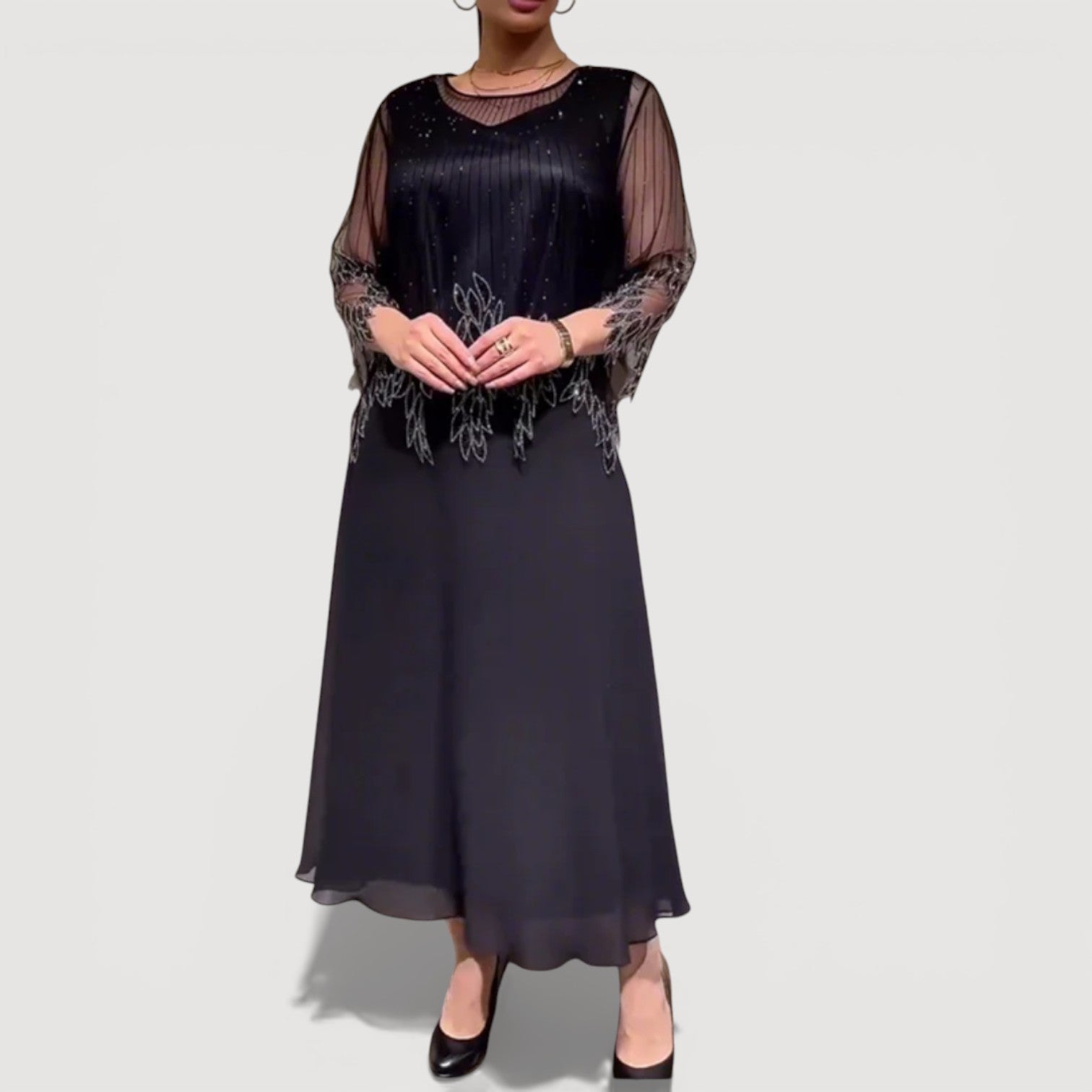 Cyralia - Elegant Flowing Evening Midi Dress