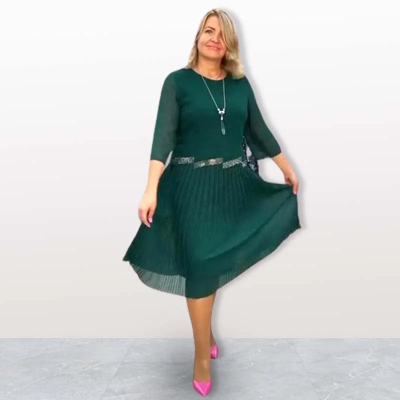 Oralissea - Robe Midi Chic à Col Rond