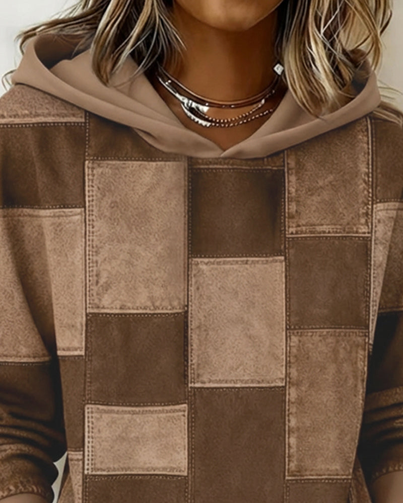 Gwenarissa - Modern Denim Patchwork Hoodie