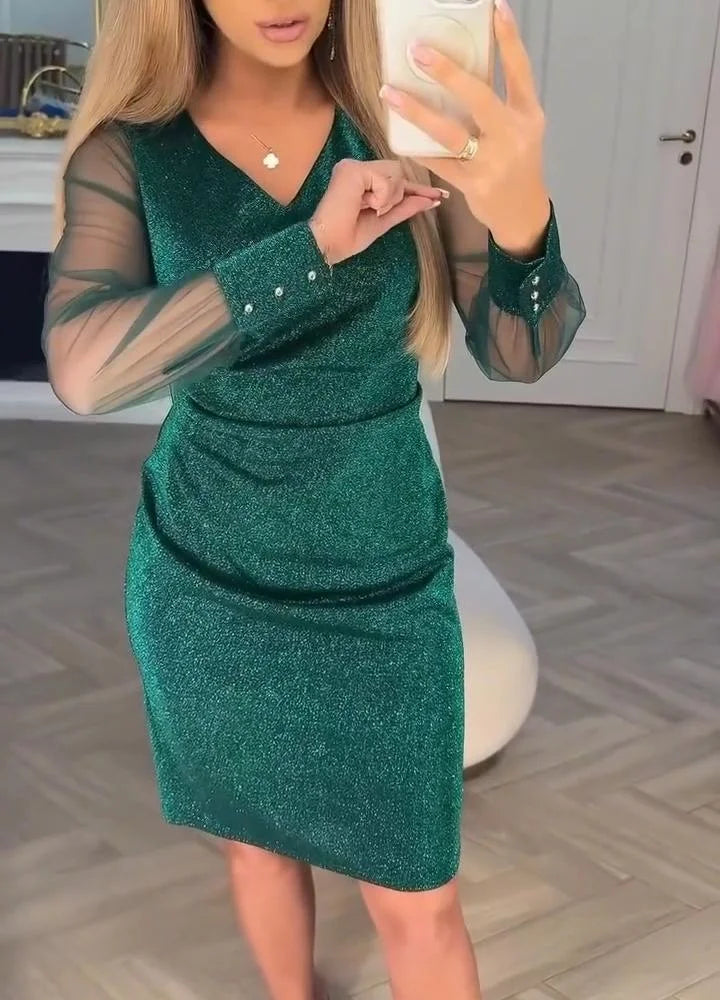 Cyenoria - Chic midi dress Lumière et Patchwork