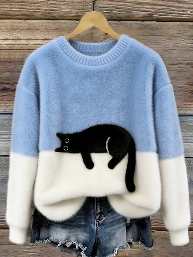 Lunivienne - Soft Cat Pattern Sweater