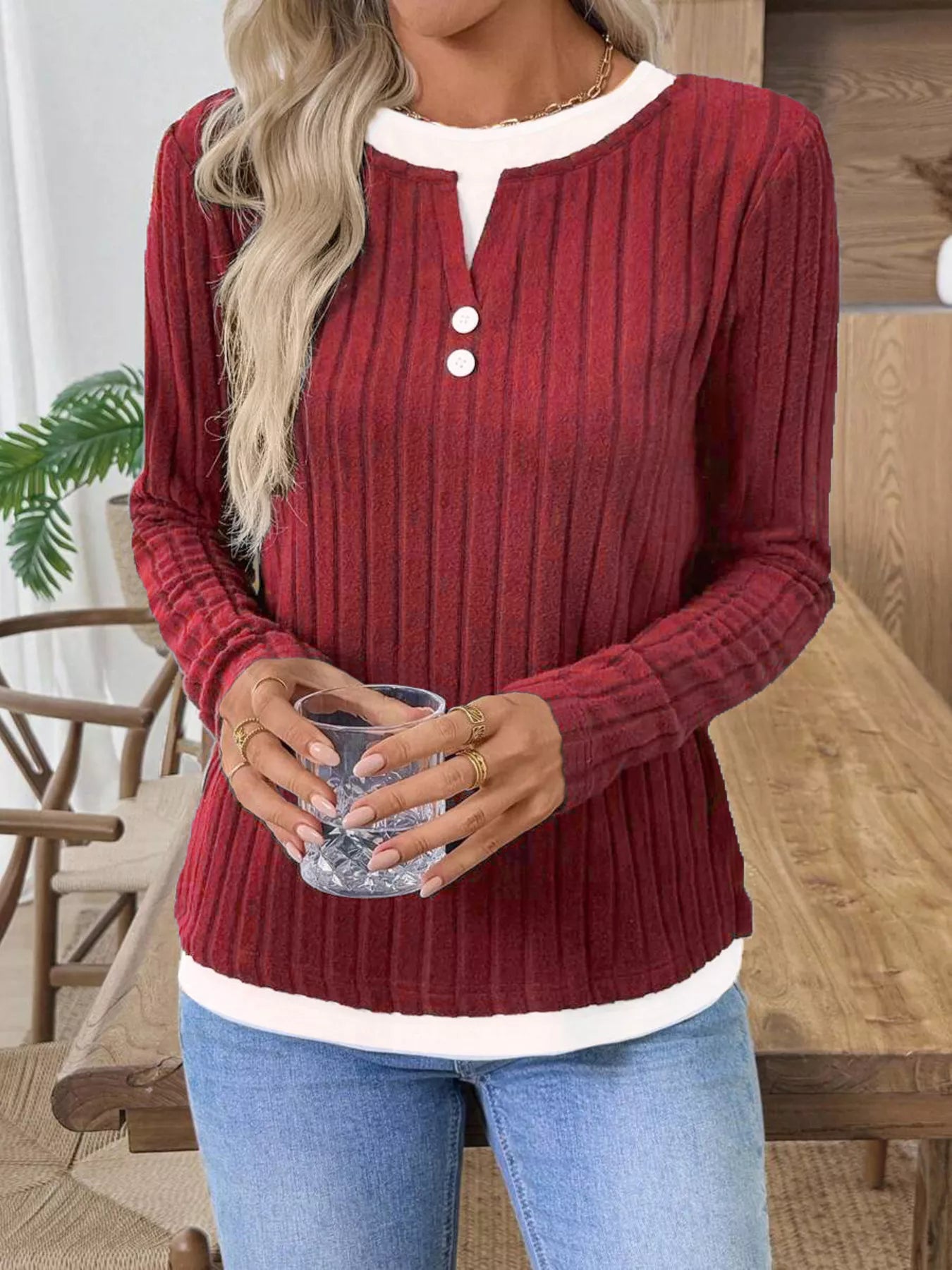 Kalivianne - Long Sleeve Ribbed Winter T-Shirt