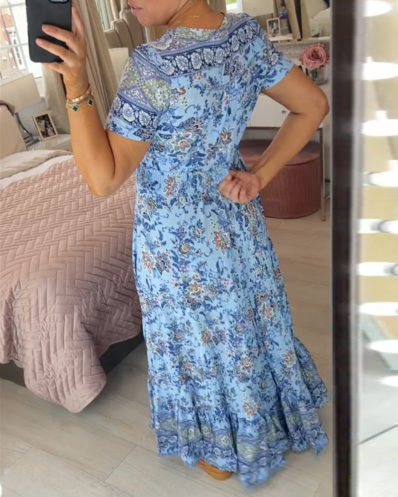 Denise - Robe Maxi à Imprimé Floral et Décolleté en V