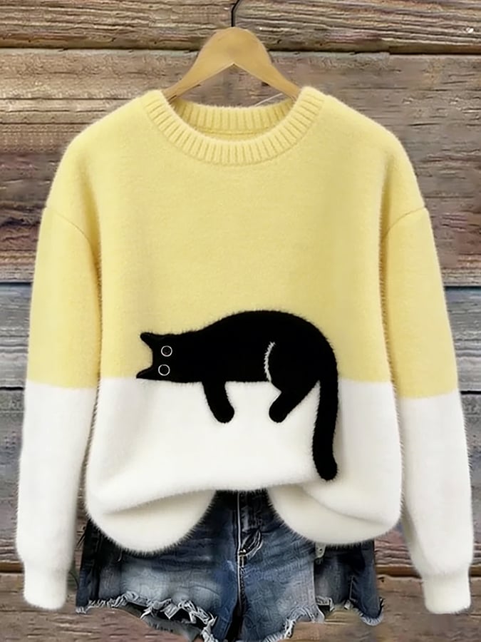 Lunivienne - Soft Cat Pattern Sweater