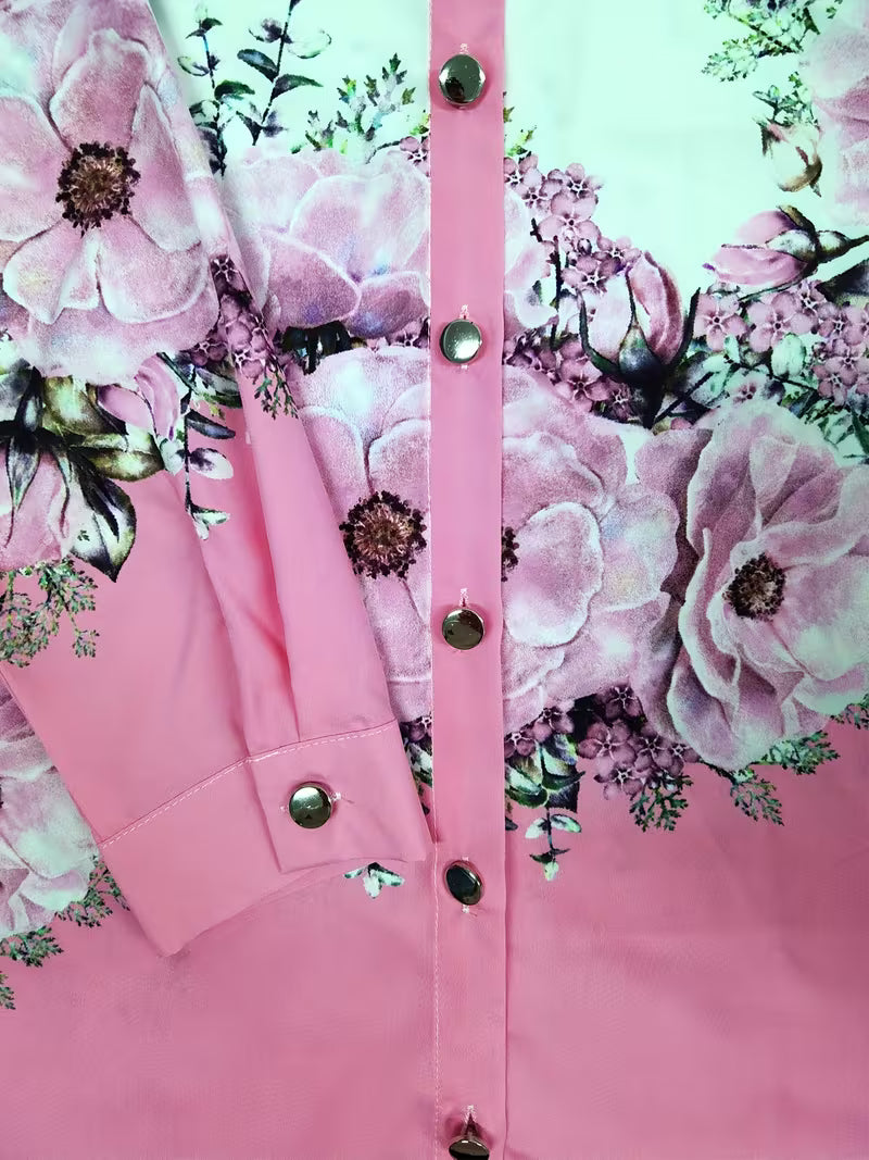 Daryelle - Elegant Floral Button-Down Shirt