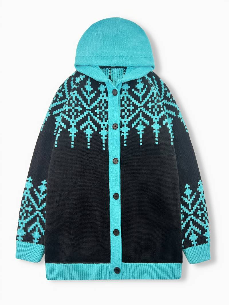 Isaralisse - Oversized Winter Patterned Fabric Coat