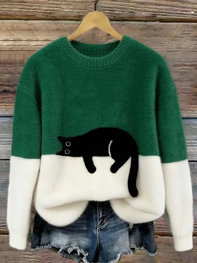 Lunivienne - Soft Cat Pattern Sweater