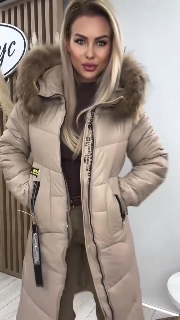 Elysavine - Manteau Long Hiver avec Col en Fourrure