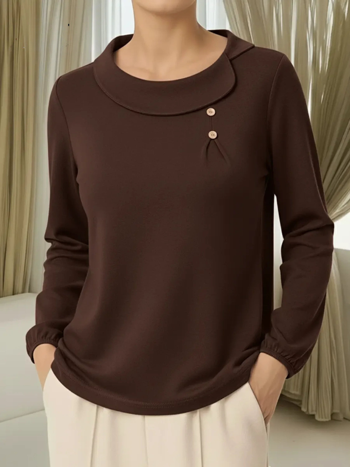 Queliravelle - Haut Femme Confortable en Coton avec Col Peter Pan