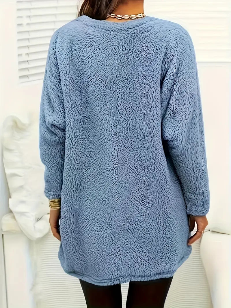 Patrice - Colorful Heart Fleece Sweatshirt with Pockets