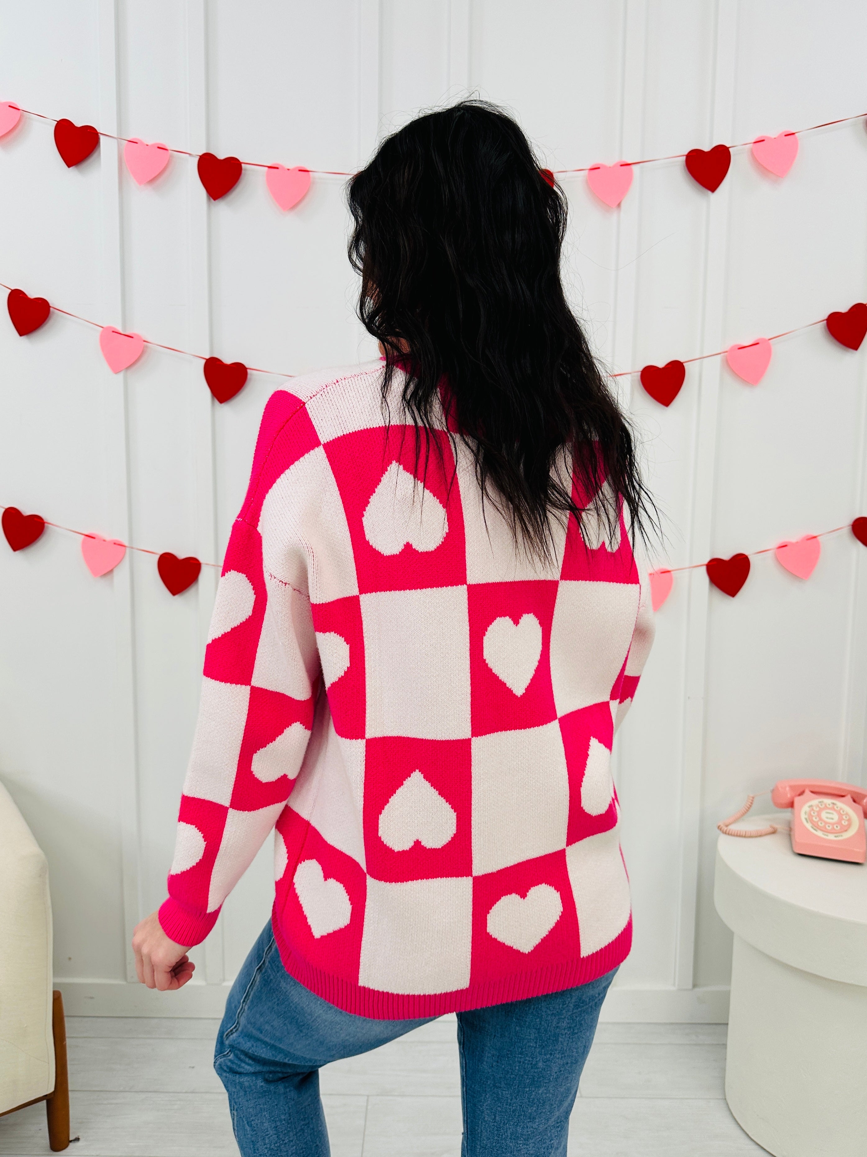 Ottilie - Pull Saint-Valentin à Cœurs Carreaux