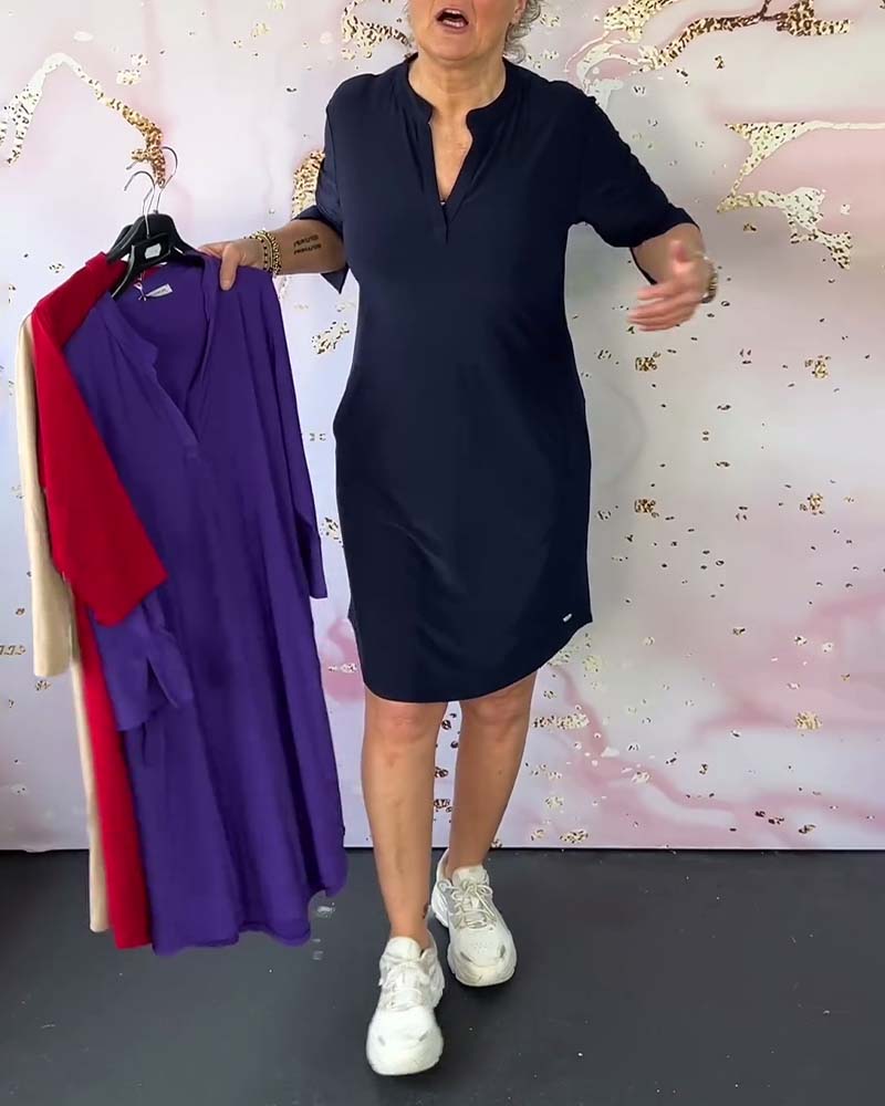 Mélissa - Plain V-Neck Dress