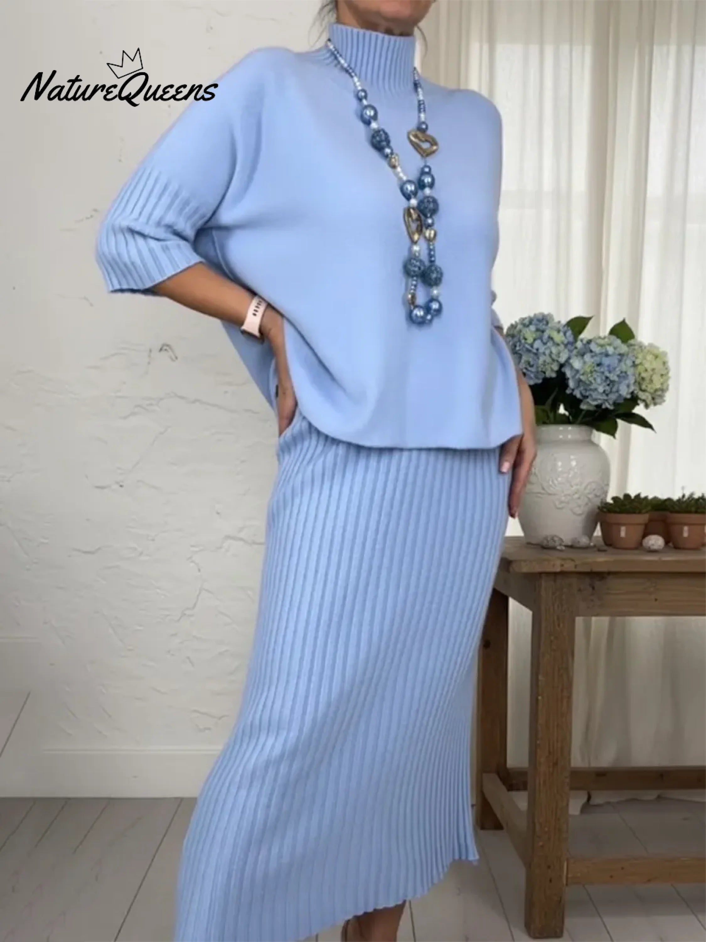 Auralinda - Ensemble Tricoté Deux Pièces avec Col Roulé