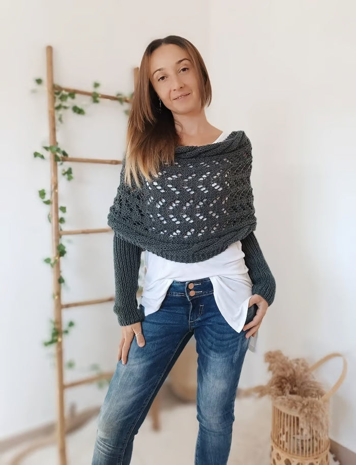 Alyssa - Boho Knit Shawl - Flattering and Comfortable