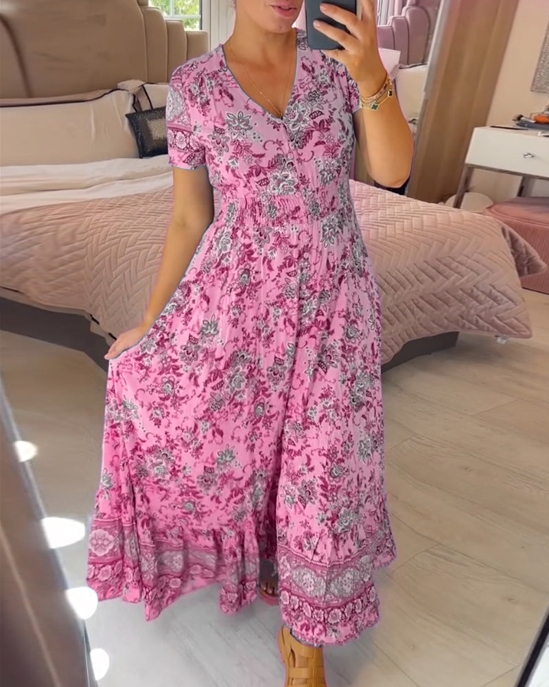 Denise - Robe Maxi à Imprimé Floral et Décolleté en V