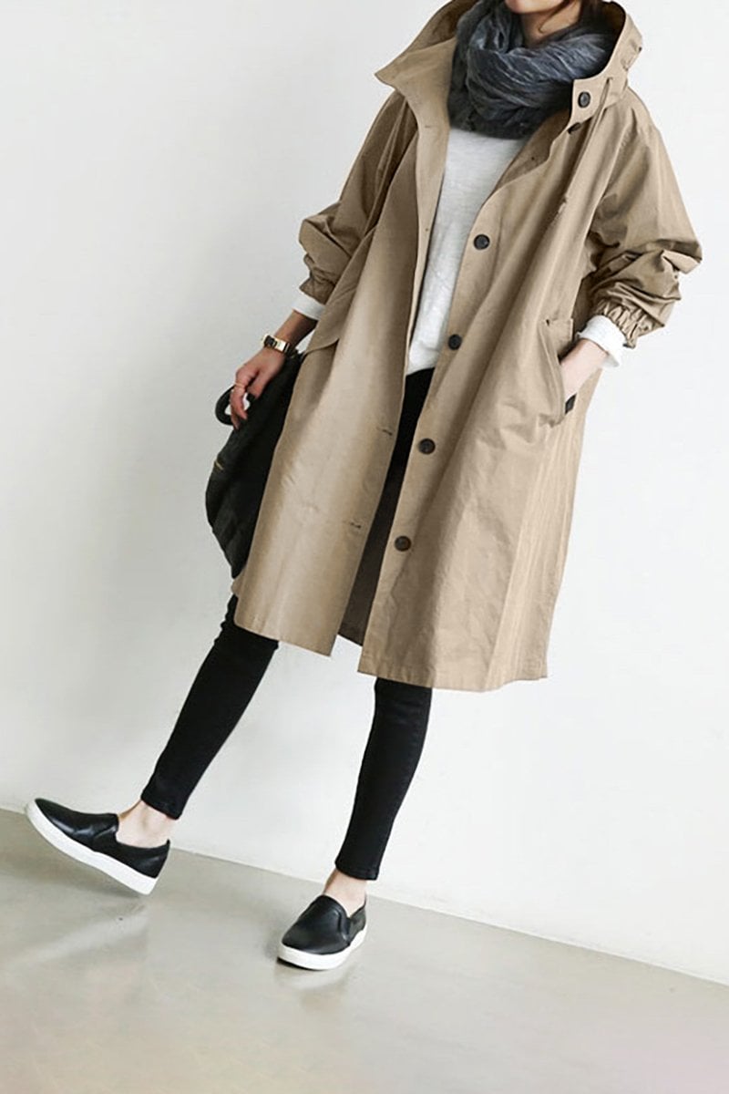 Henriette - Elegant women's long cardigan with collar and pockets