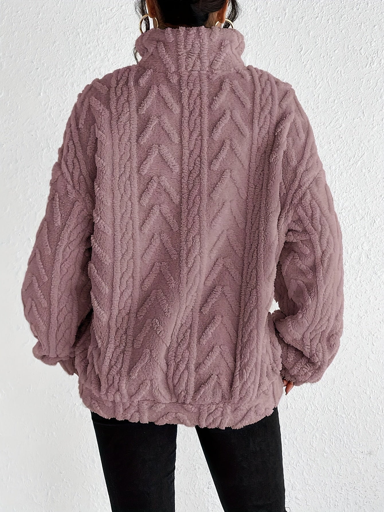 Claudette - Sweatshirt Luxe en Fleece à Tricot Cable