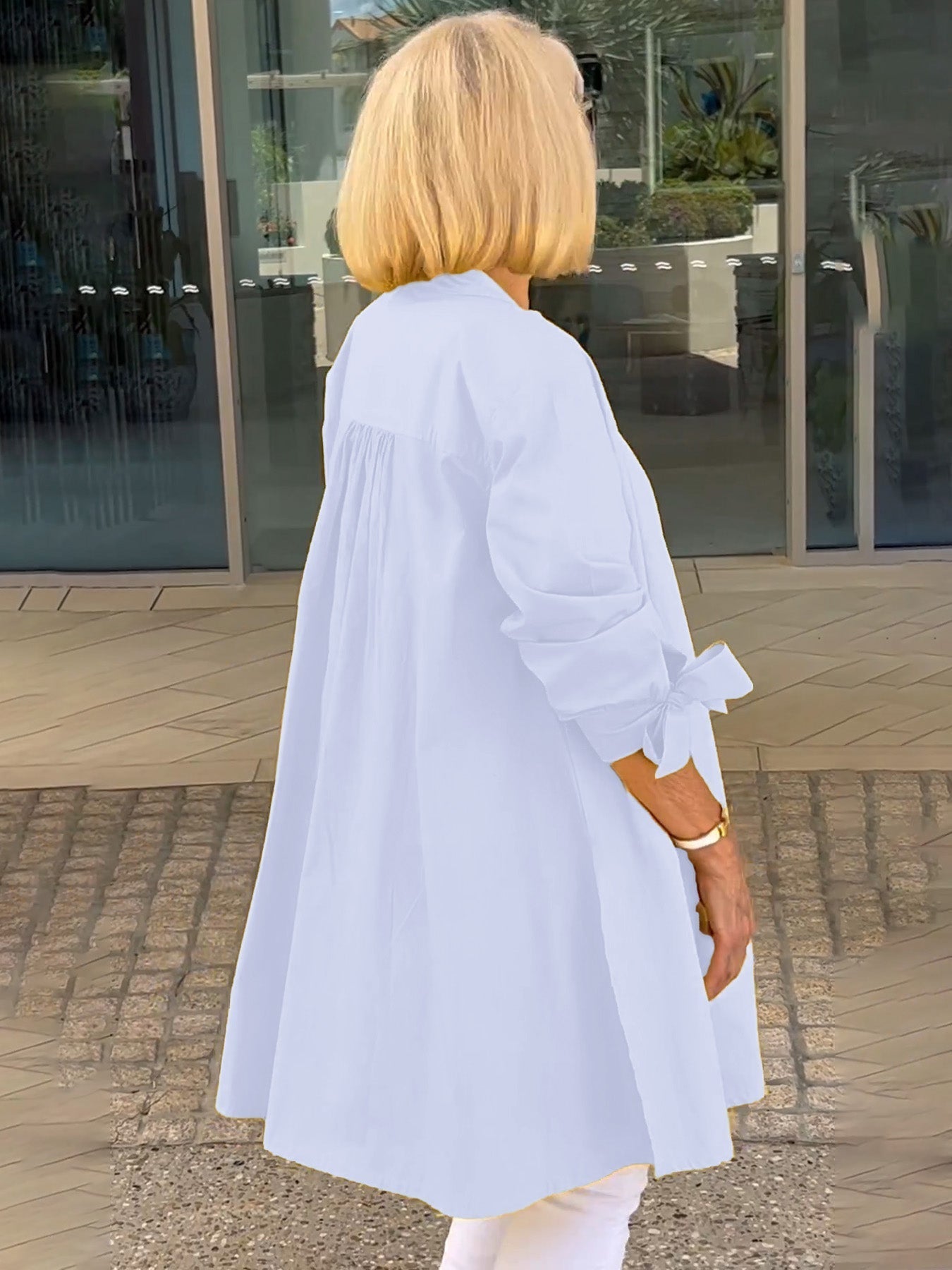 Liora™ - Long Button-Down Cotton Shirt Jacket (Today only: Buy 1, get 1 free!)
