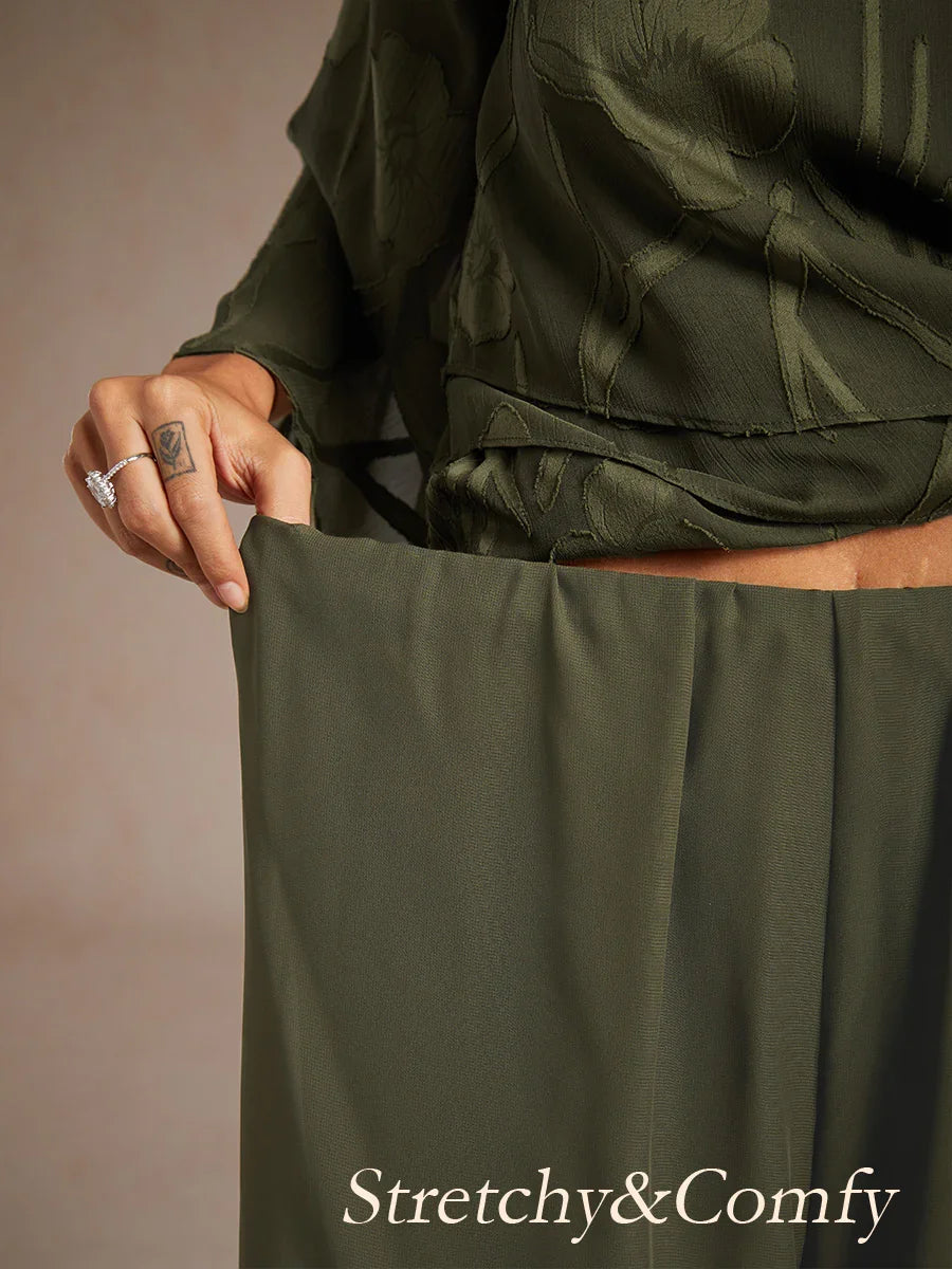 Marilivra - Straight Leg Trousers with Slit in Chiffon