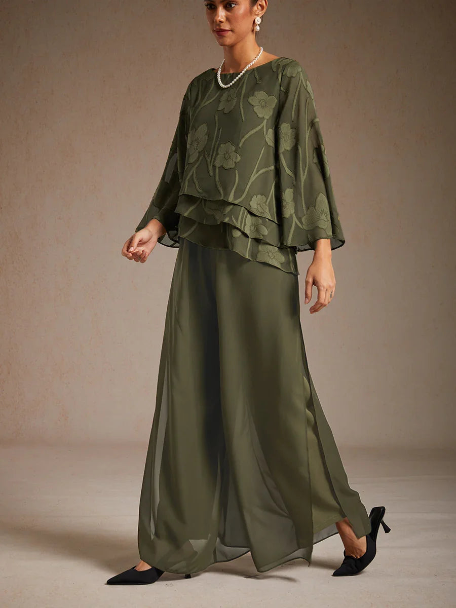 Marilivra - Straight Leg Trousers with Slit in Chiffon