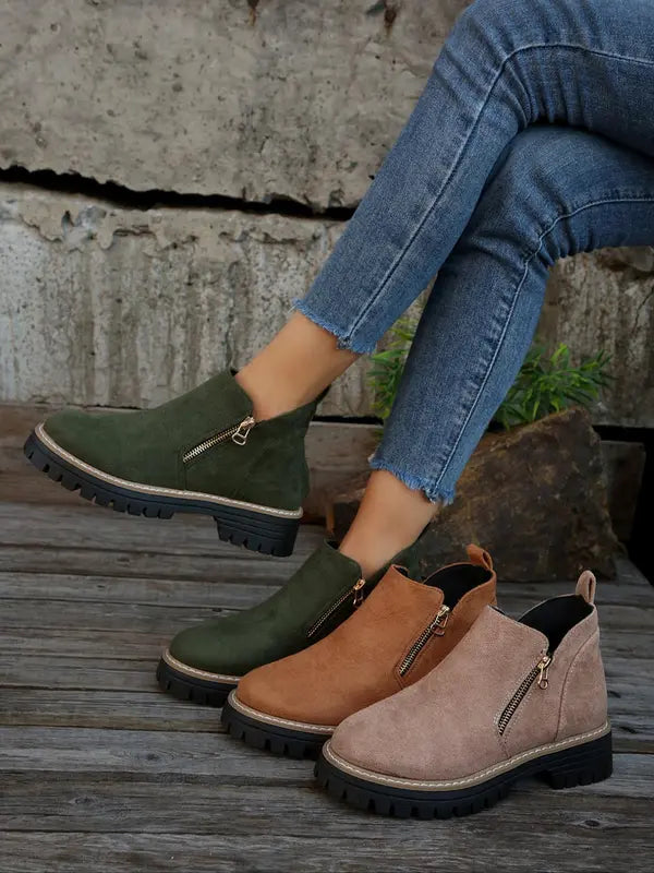 Isanoria - Women's Chic Suede Comfort Ankle Boots