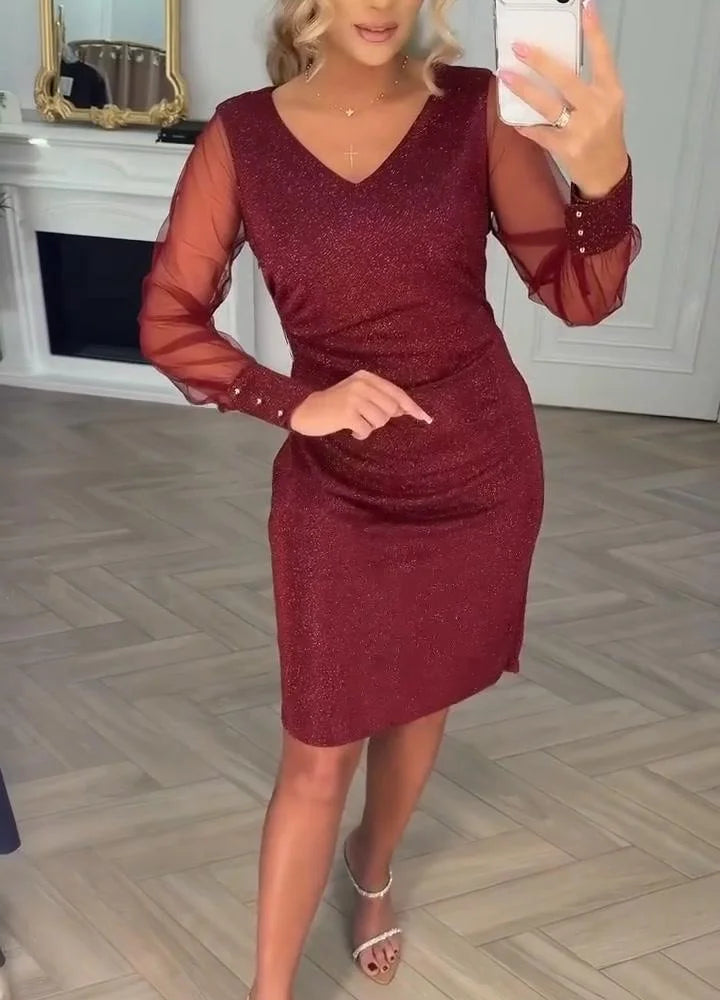 Cyenoria - Chic midi dress Lumière et Patchwork