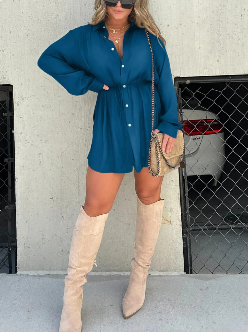 Demi-Short Jumpsuit in Trendy Satin