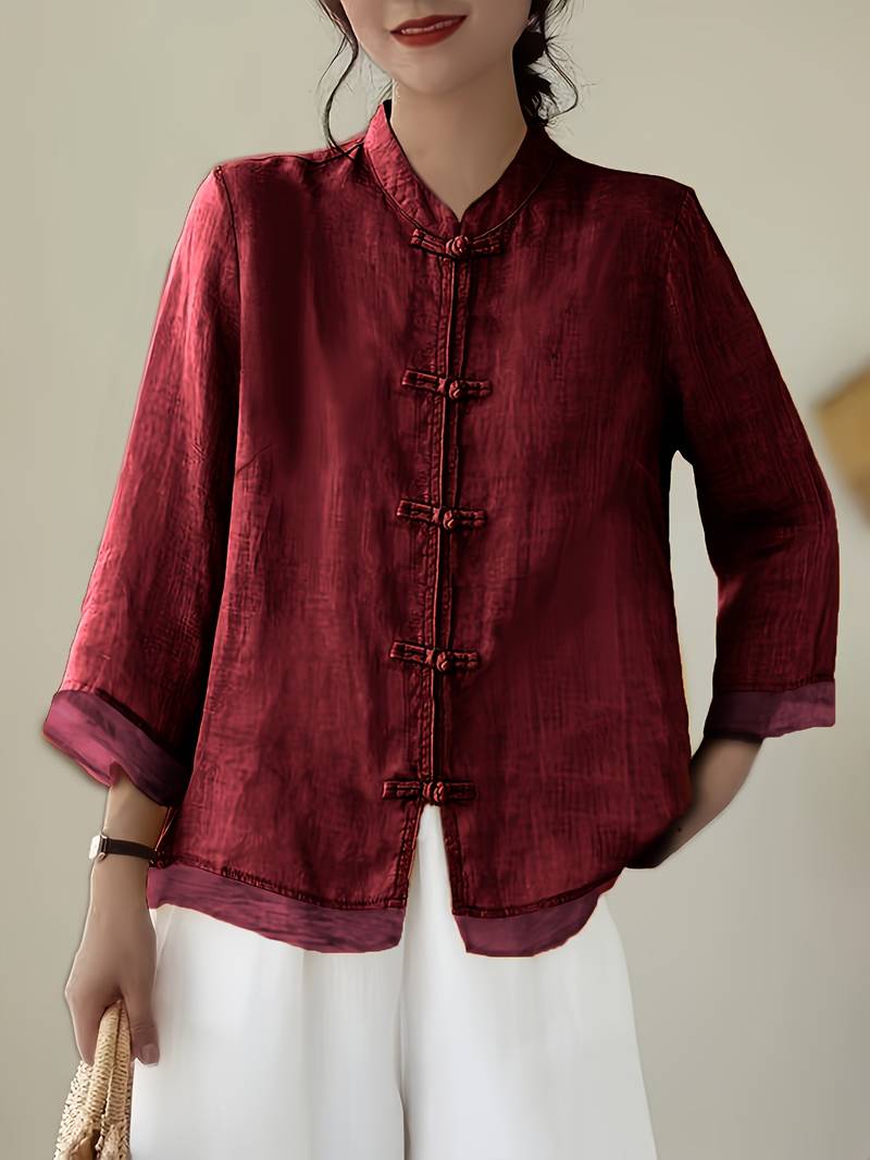 Celmira - Vintage Loose Shirt with Tie Closure