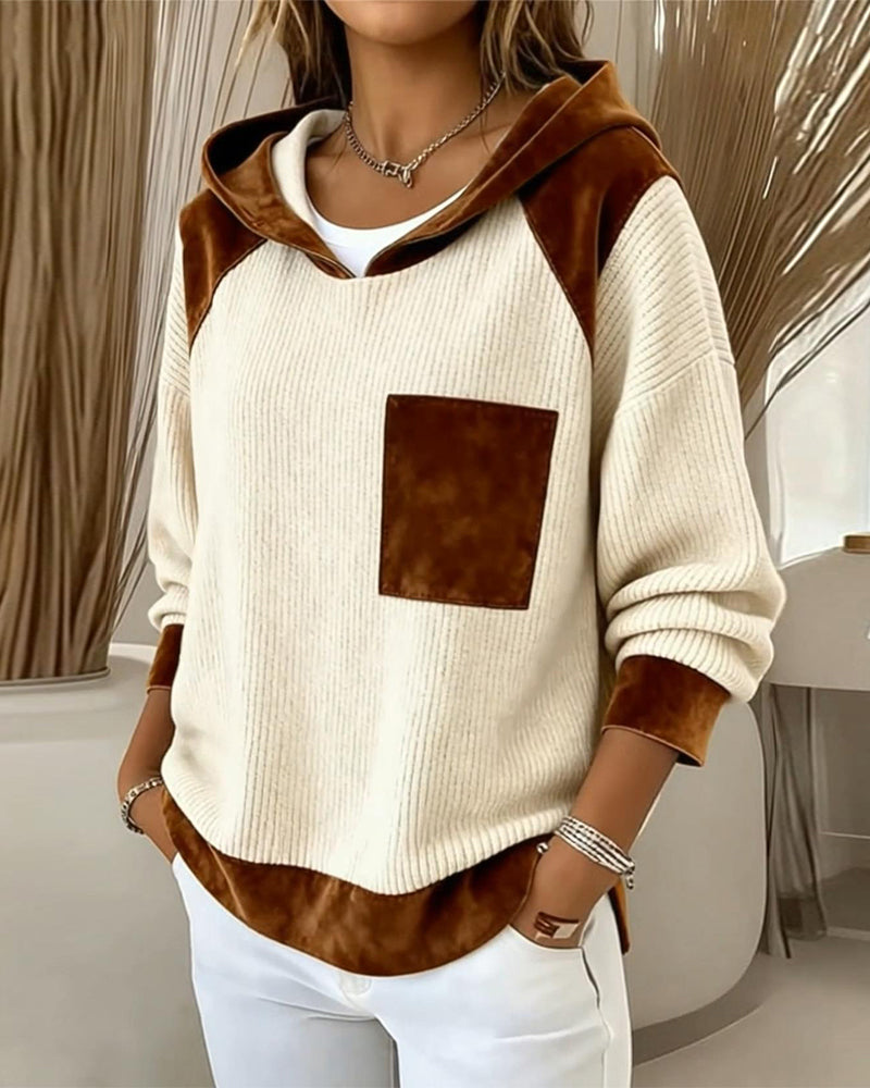 Pavionna - Sweat à Capuche Casual Bicolore