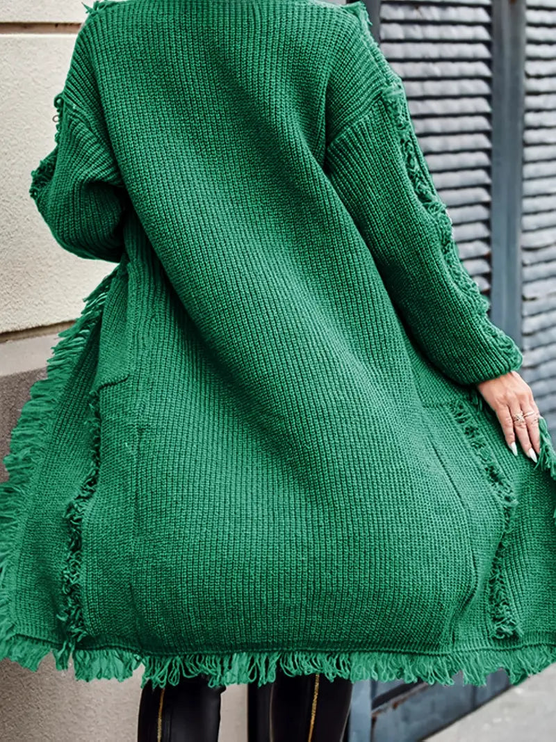 Reine - Cardigan Long à Franges – Style Décontracté et Tendance