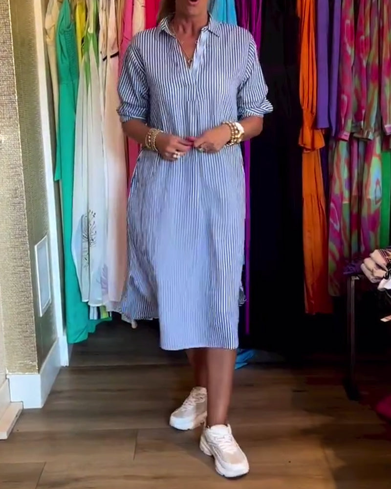 Cato - Robe Chemise Rayée à Col Revers