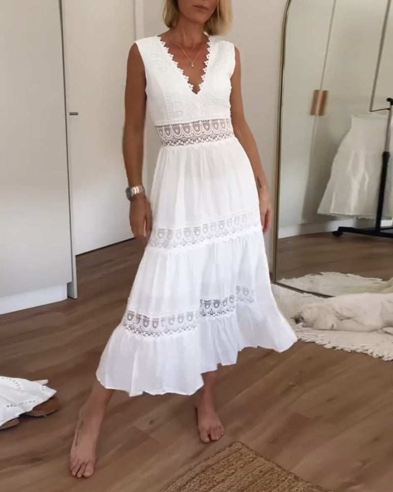 Mirna - Robe débardeur en dentelle avec décolleté en V