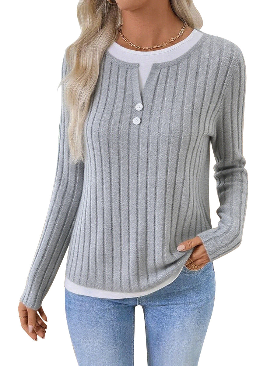 Kalivianne - Long Sleeve Ribbed Winter T-Shirt