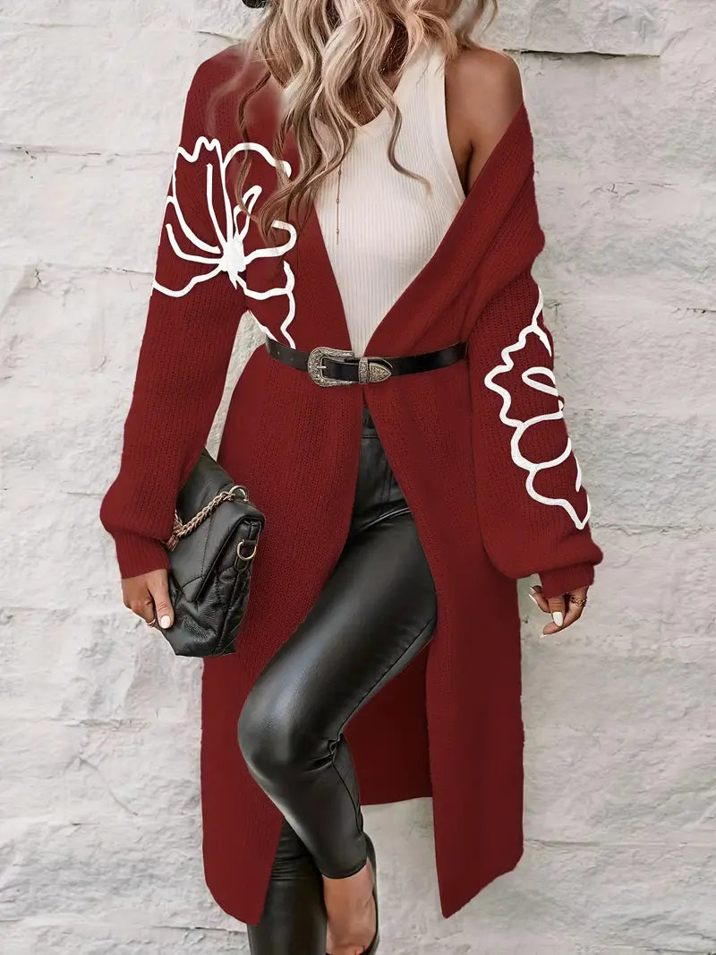 Mirielle - Elegant Floral Drop Shoulder Cardigan