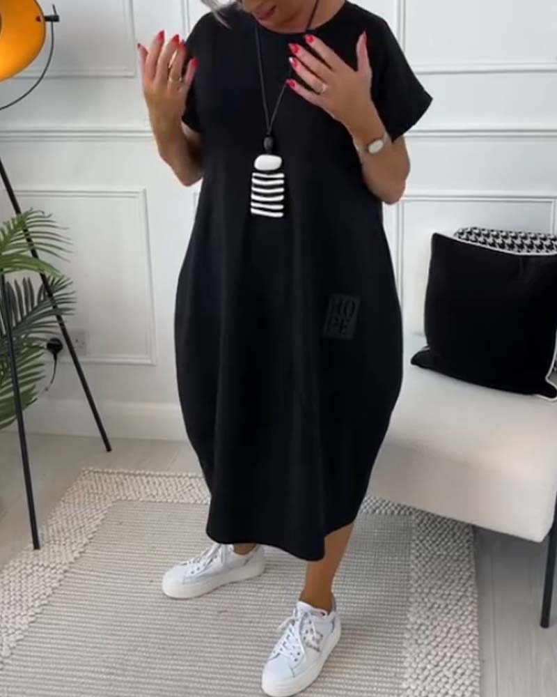 Marie - Women's Casual Short Sleeve Letter Print Dress