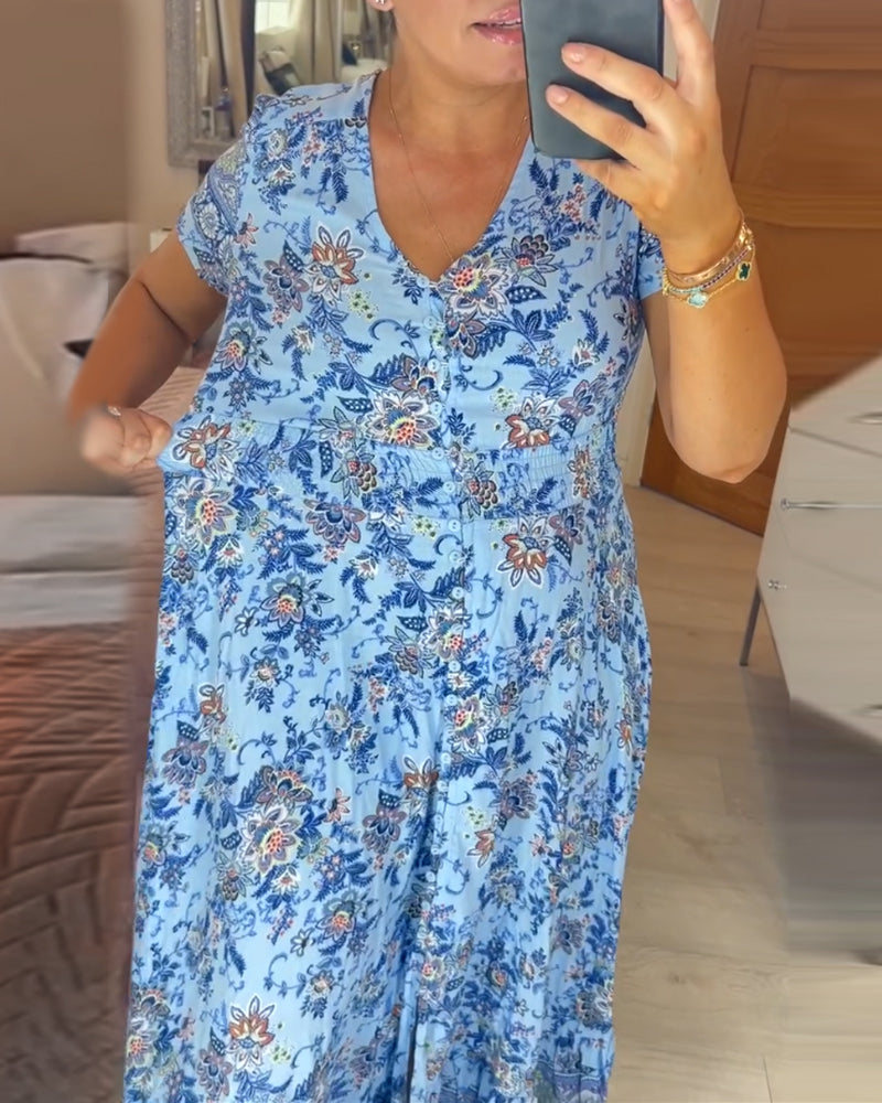 Denise - Robe Maxi à Imprimé Floral et Décolleté en V