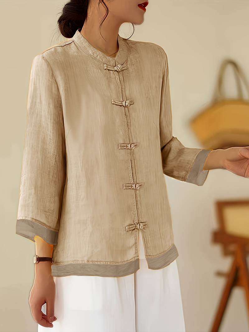 Celmira - Vintage Loose Shirt with Tie Closure