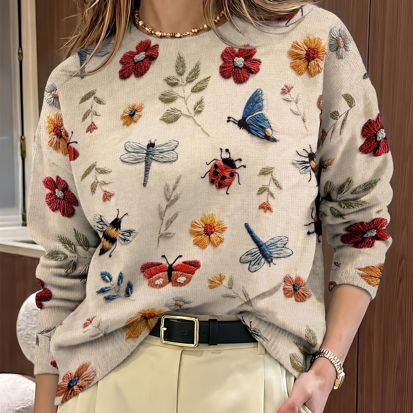 Fiorika - Elegant Nature Embroidered Sweater