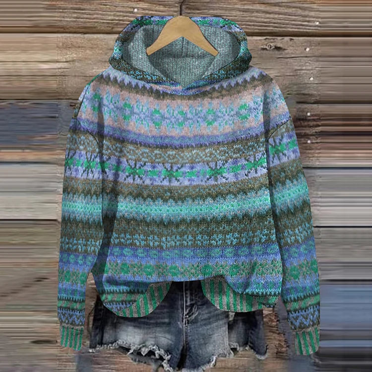 Aurelissa - Hoodie Ethnique Multicolore en Maille Douce