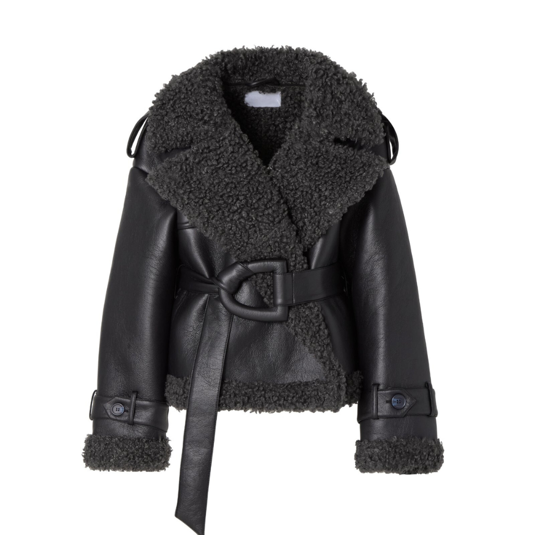 Dorelya - Belted Shearling Coat Winter Elegance