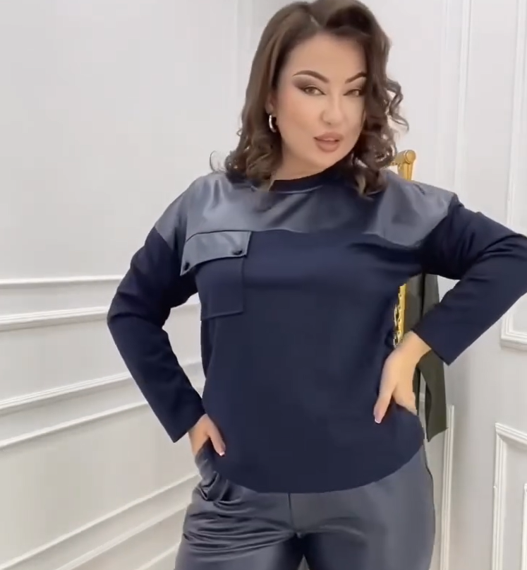 Orlisia - Women's two-piece set with leather-effect details