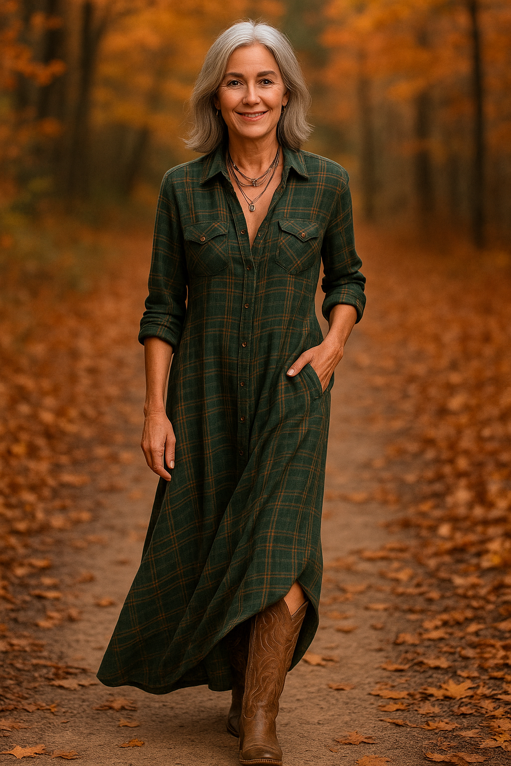 Dahlira - Robe Longue Élégante À Col Boutonné