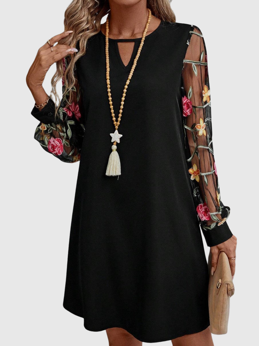 Neravira - Robe Féminine à Décolleté Plongeant et Manches Voilées