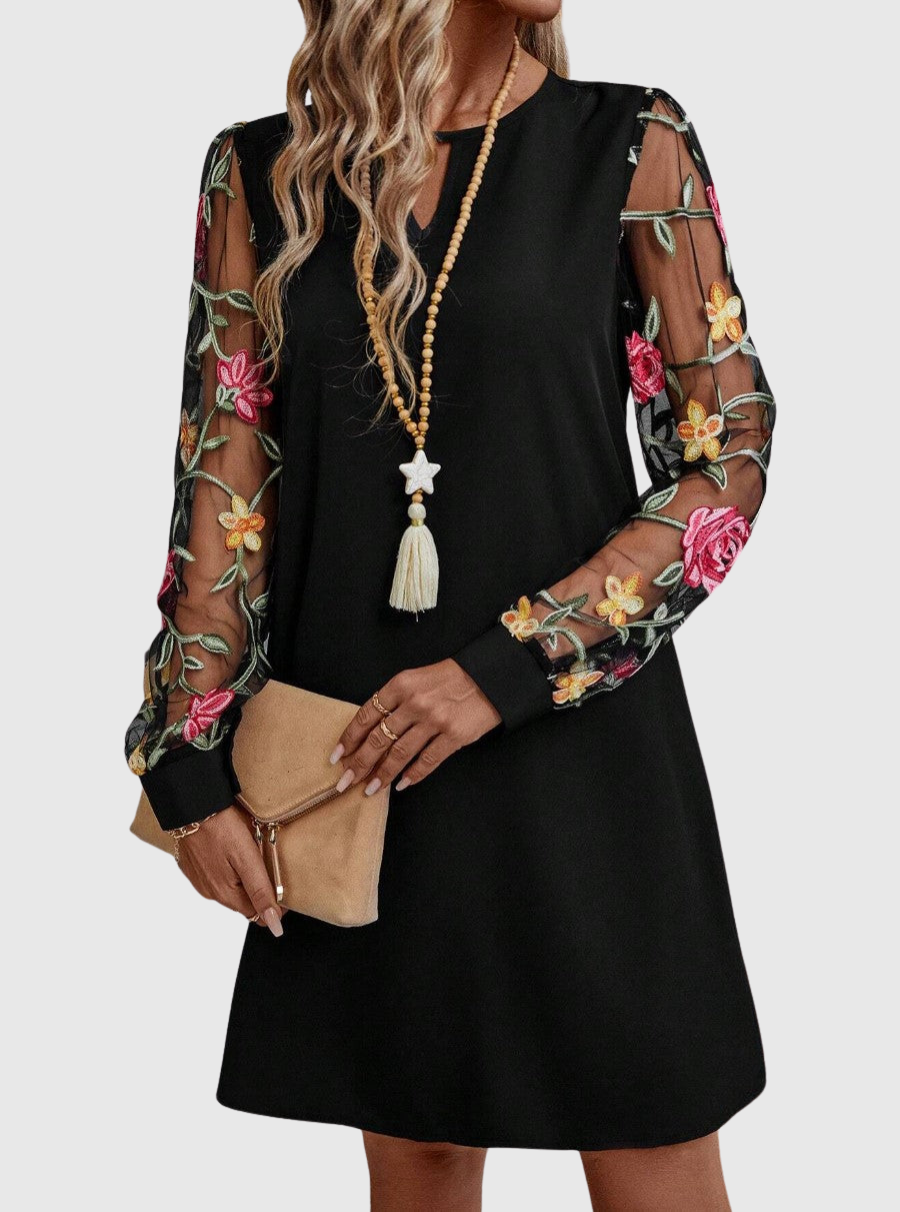 Neravira - Robe Féminine à Décolleté Plongeant et Manches Voilées